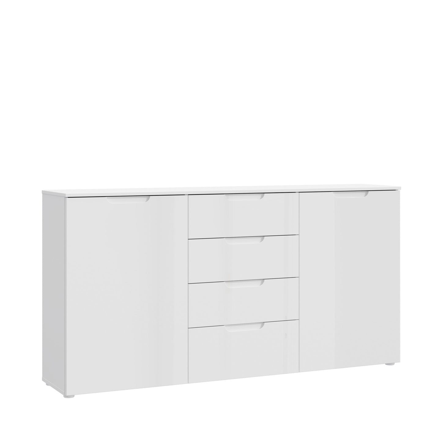 Ella White Gloss 2 Door 4 Drawer Wide Sideboard Storage Cupboard - FurniComp