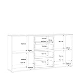 Ella White Gloss 2 Door 4 Drawer Wide Sideboard Storage Cupboard - FurniComp