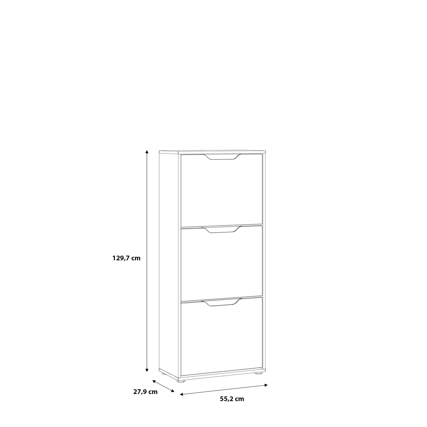 Ella 3 Drawer Small White Gloss and Oak Shoe Cabinet - FurniComp