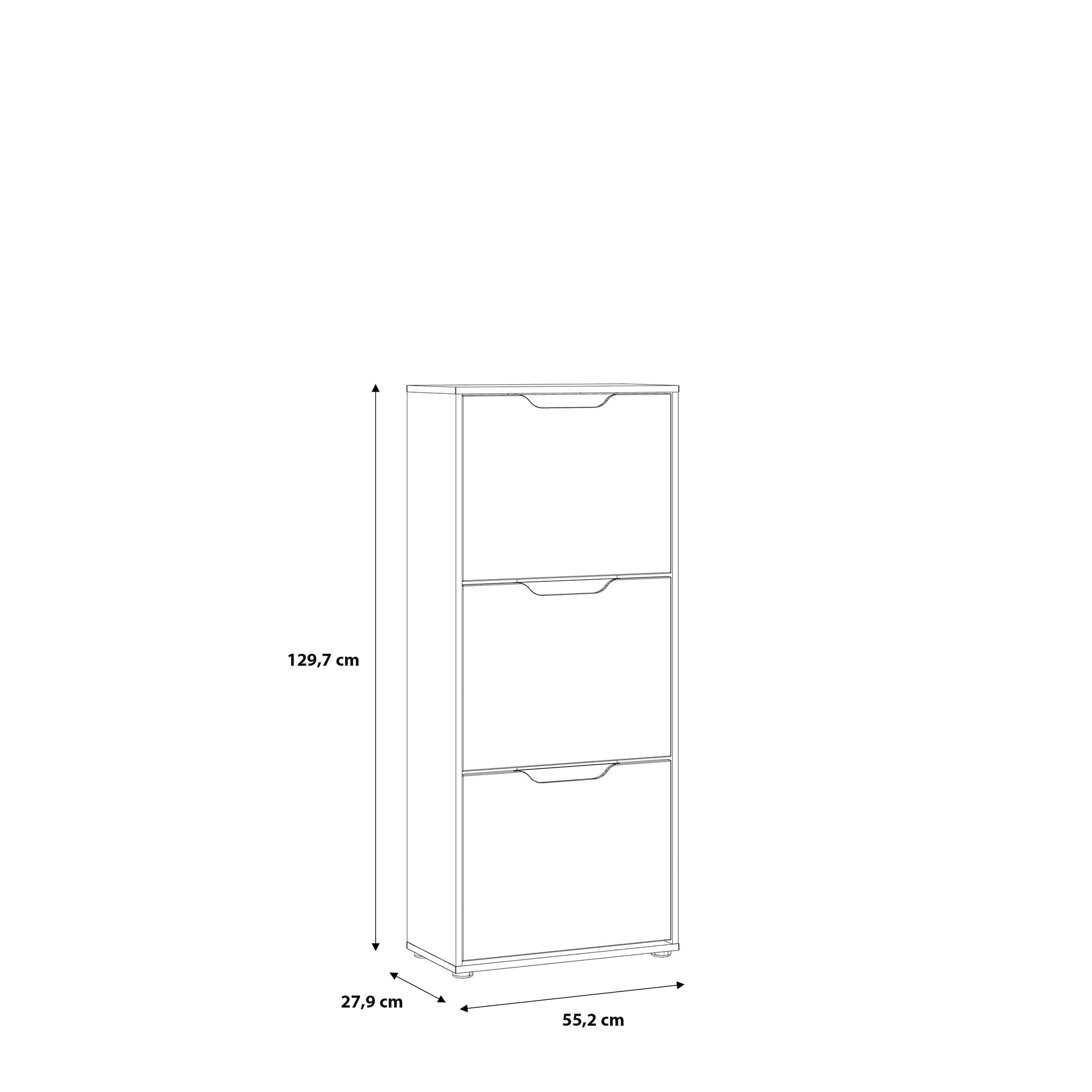 Ella 3 Drawer Small White Gloss and Oak Shoe Cabinet - FurniComp