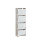 Ella 4 Drawer Tall Slim White Gloss and Oak Shoe Cabinet - FurniComp
