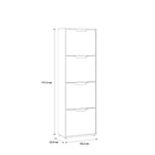 Ella 4 Drawer Tall Slim White Gloss and Oak Shoe Cabinet - FurniComp