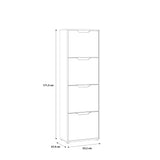 Ella 4 Drawer Tall Slim White Gloss and Oak Shoe Cabinet - FurniComp
