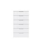 Ella 6 Drawer White Gloss Tall Chest of Drawers - FurniComp