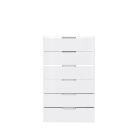 Ella 6 Drawer White Gloss Tall Chest of Drawers - FurniComp