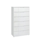 Ella 6 Drawer White Gloss Tall Chest of Drawers - FurniComp