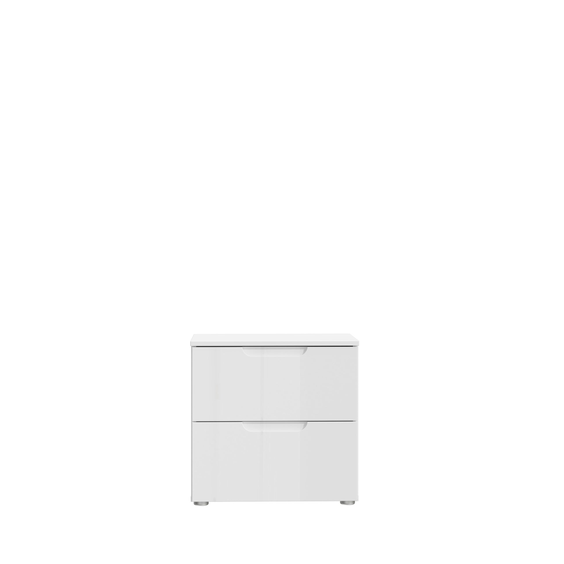 Ella 2 Drawer White Gloss Bedside Table - FurniComp