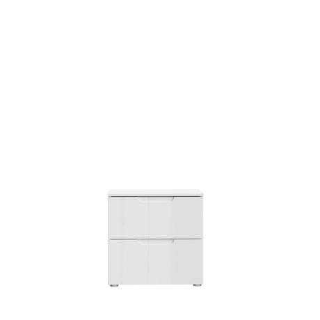 Ella 2 Drawer White Gloss Bedside Table - FurniComp