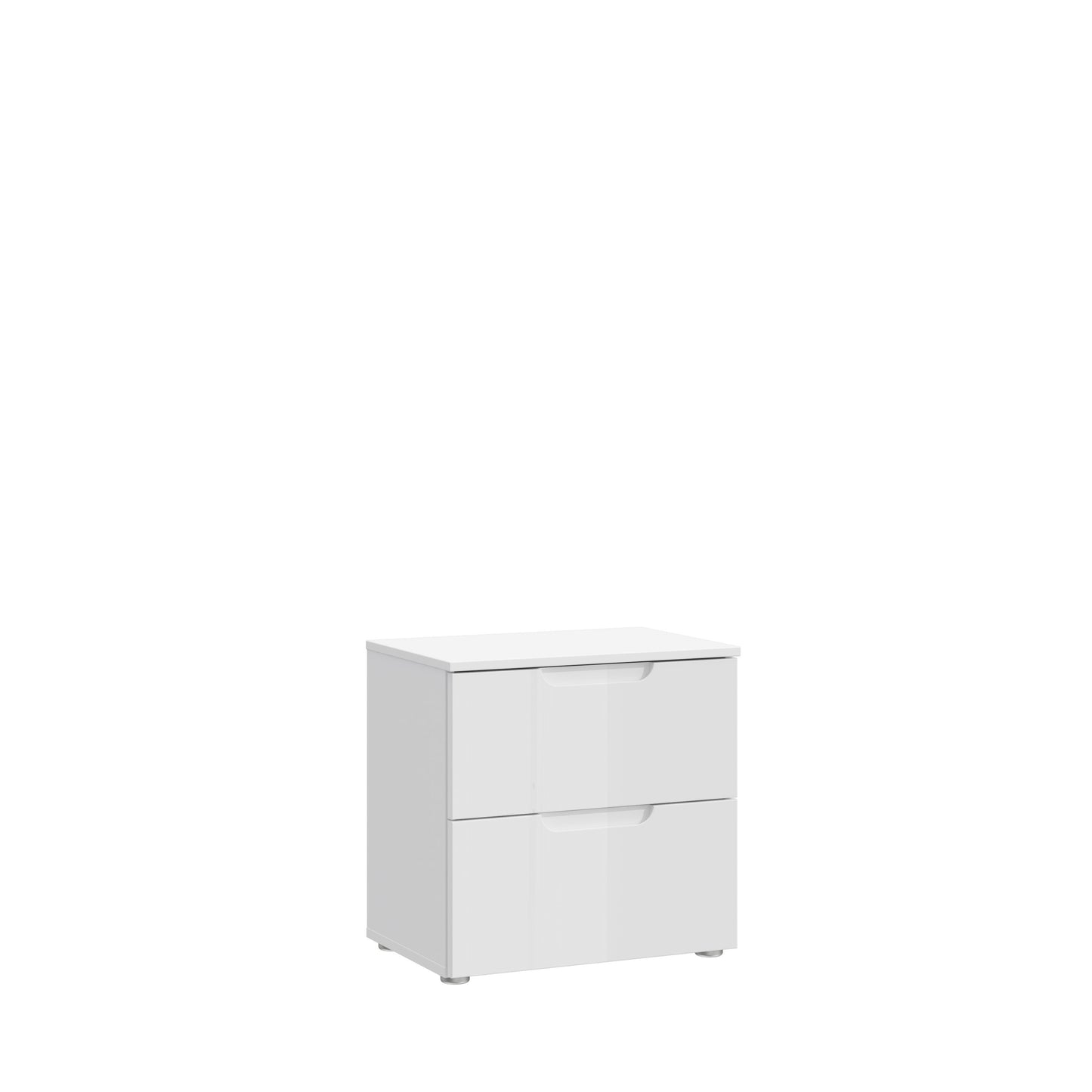 Ella 2 Drawer White Gloss Bedside Table - FurniComp