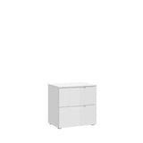 Ella 2 Drawer White Gloss Bedside Table - FurniComp