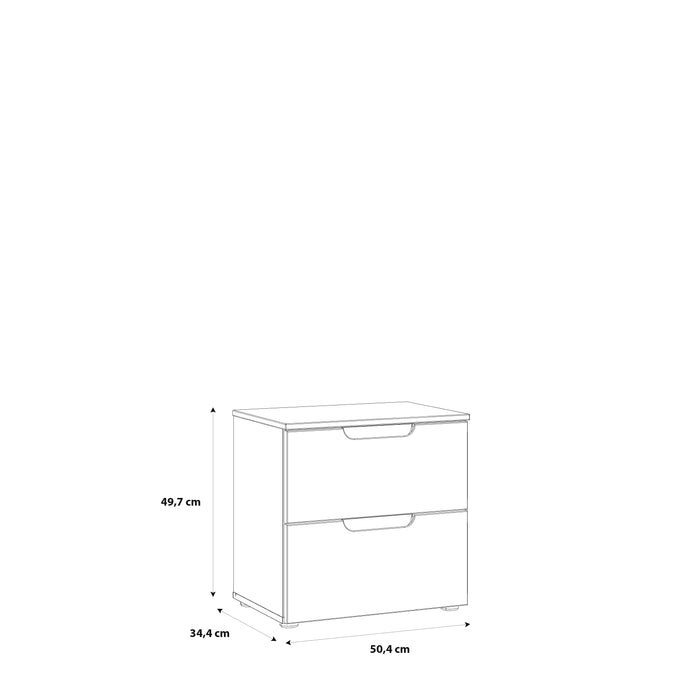 Ella 2 Drawer White Gloss Bedside Table - FurniComp