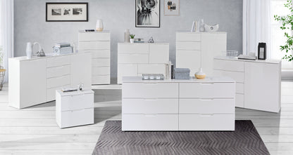 Ella 2 Door 4 Drawer Small White Gloss Sideboard - FurniComp