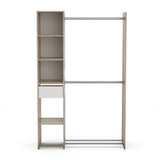 Ellis 1 Drawer Open Wardrobe with Shelves and Rail - Matt White & Oak - FurniComp