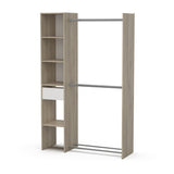Ellis 1 Drawer Open Wardrobe with Shelves and Rail - Matt White & Oak - FurniComp