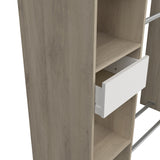 Ellis 1 Drawer Open Wardrobe with Shelves and Rail - Matt White & Oak - FurniComp