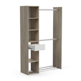 Ellis 1 Drawer Open Wardrobe with Shelves and Rail - Matt White & Oak - FurniComp