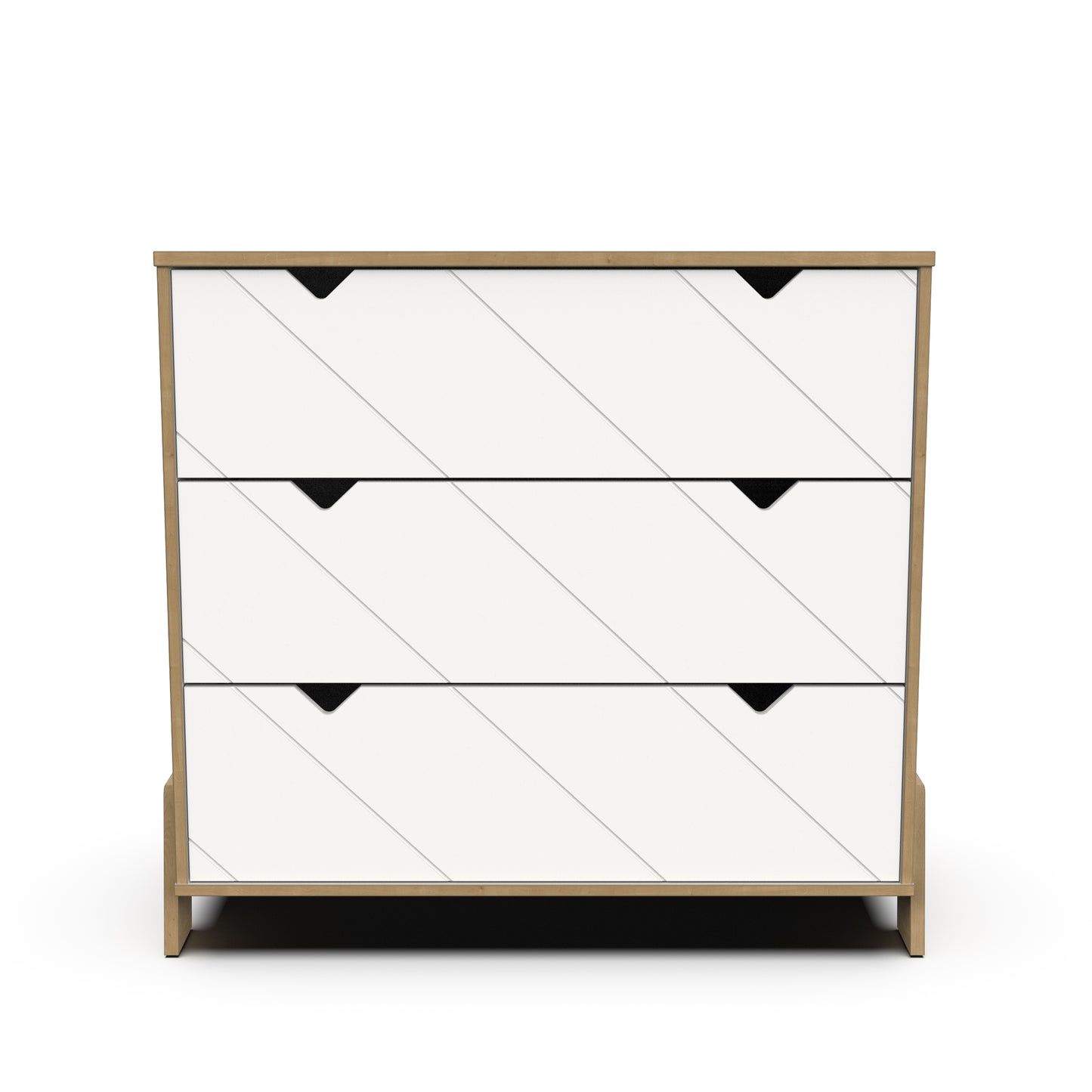 Elsie 3 Drawer Chest Of Drawers- Matt White & Hamilton Oak - FurniComp