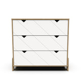 Elsie 3 Drawer Chest Of Drawers- Matt White & Hamilton Oak - FurniComp