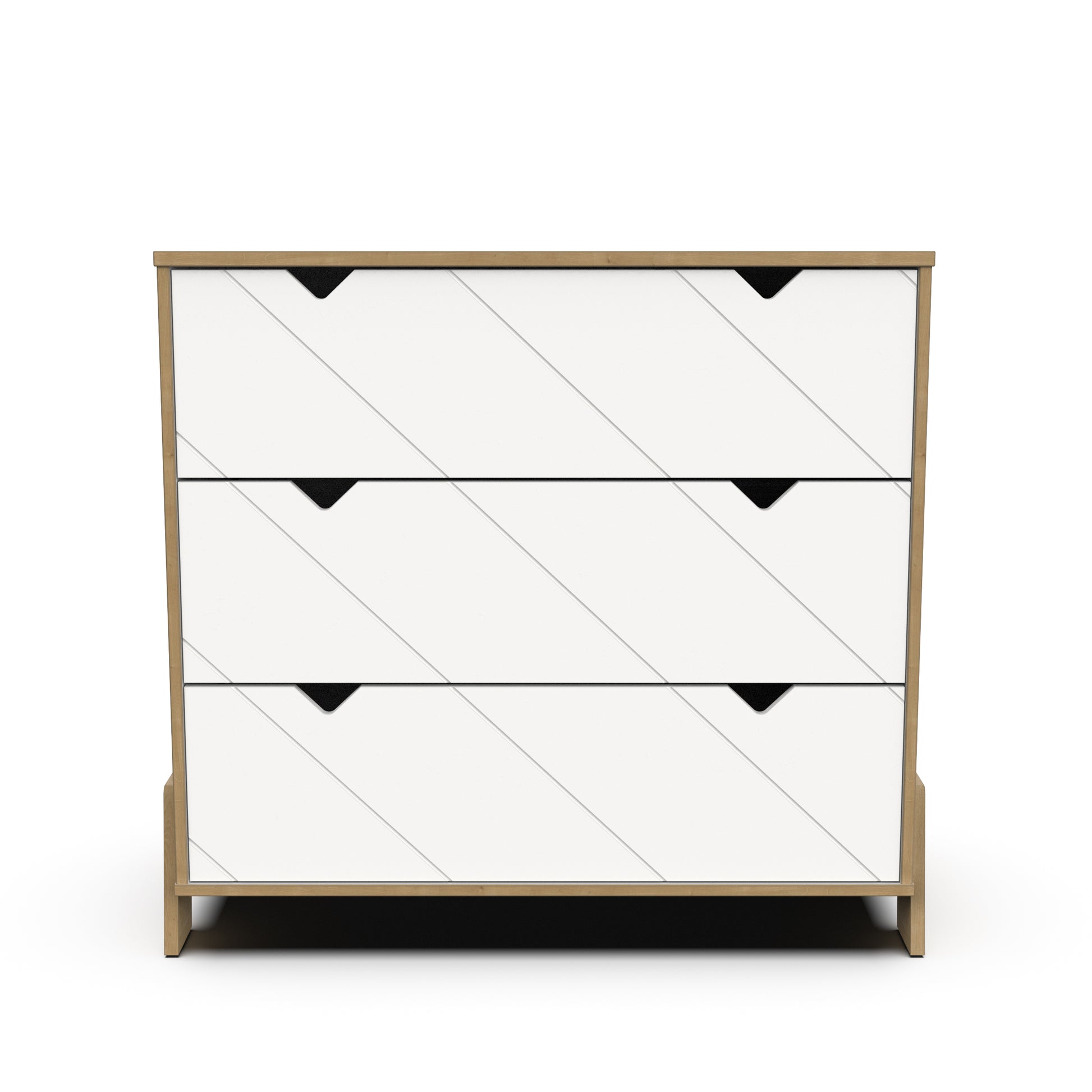 Elsie 3 Drawer Chest Of Drawers- Matt White & Hamilton Oak - FurniComp