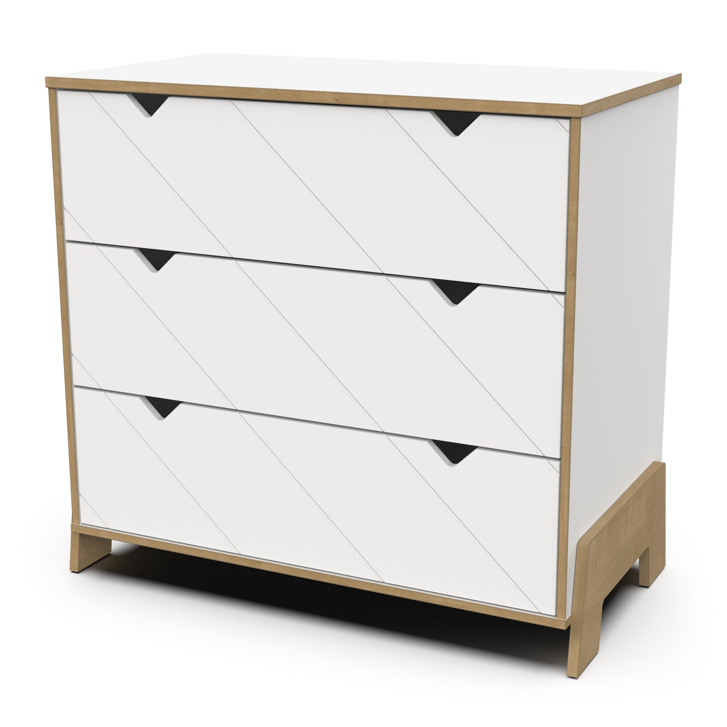 Elsie 3 Drawer Chest Of Drawers- Matt White & Hamilton Oak - FurniComp