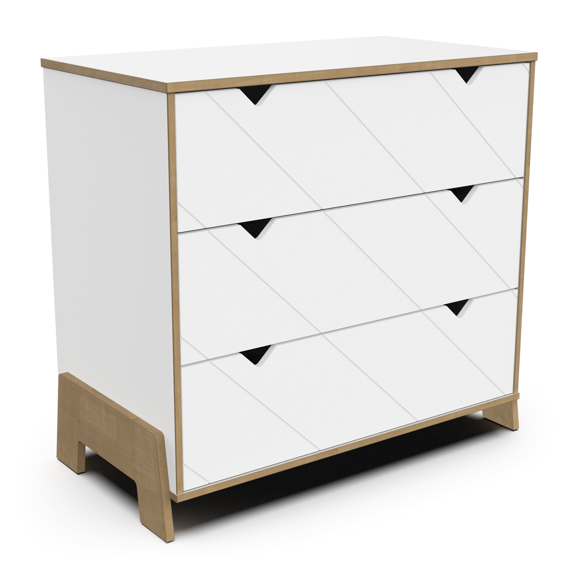 Elsie 3 Drawer Chest Of Drawers- Matt White & Hamilton Oak - FurniComp