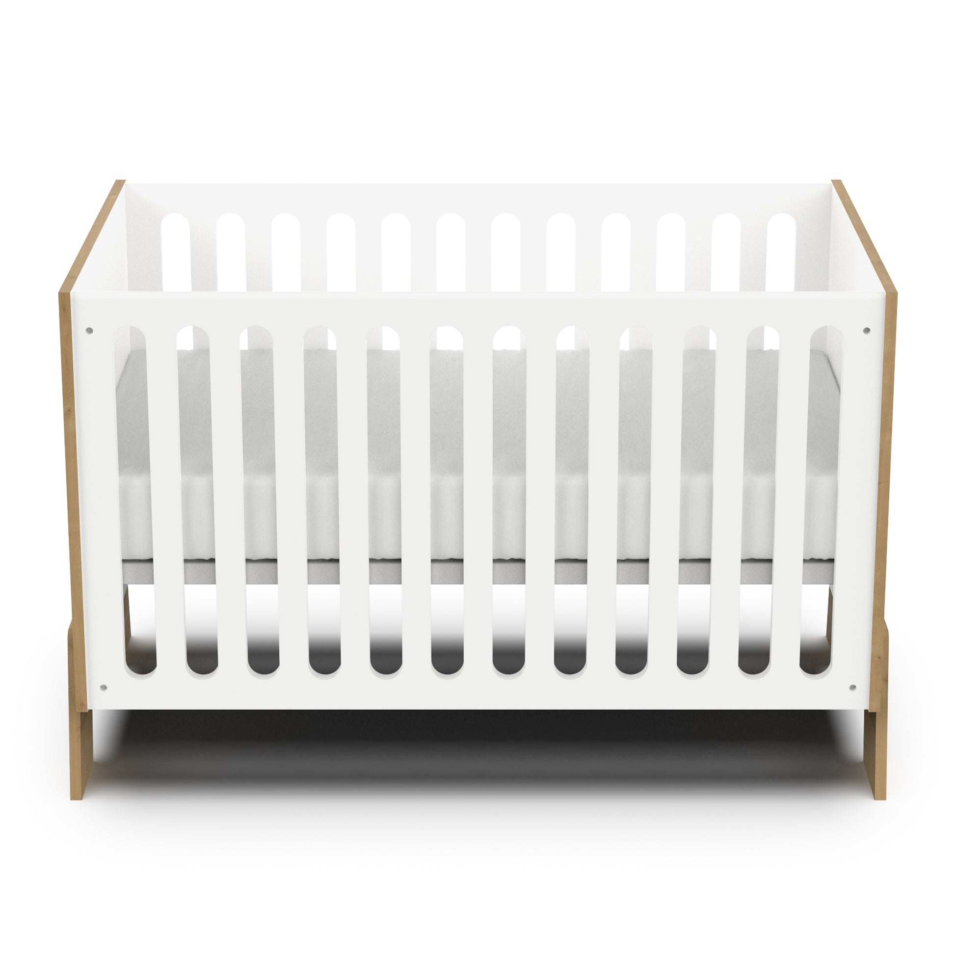 Elsie 60x120cm Cot Bed- Matt White & Hamilton Oak - FurniComp