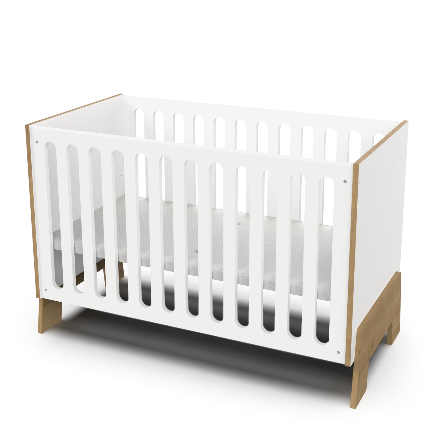 Elsie 60x120cm Cot Bed- Matt White & Hamilton Oak - FurniComp