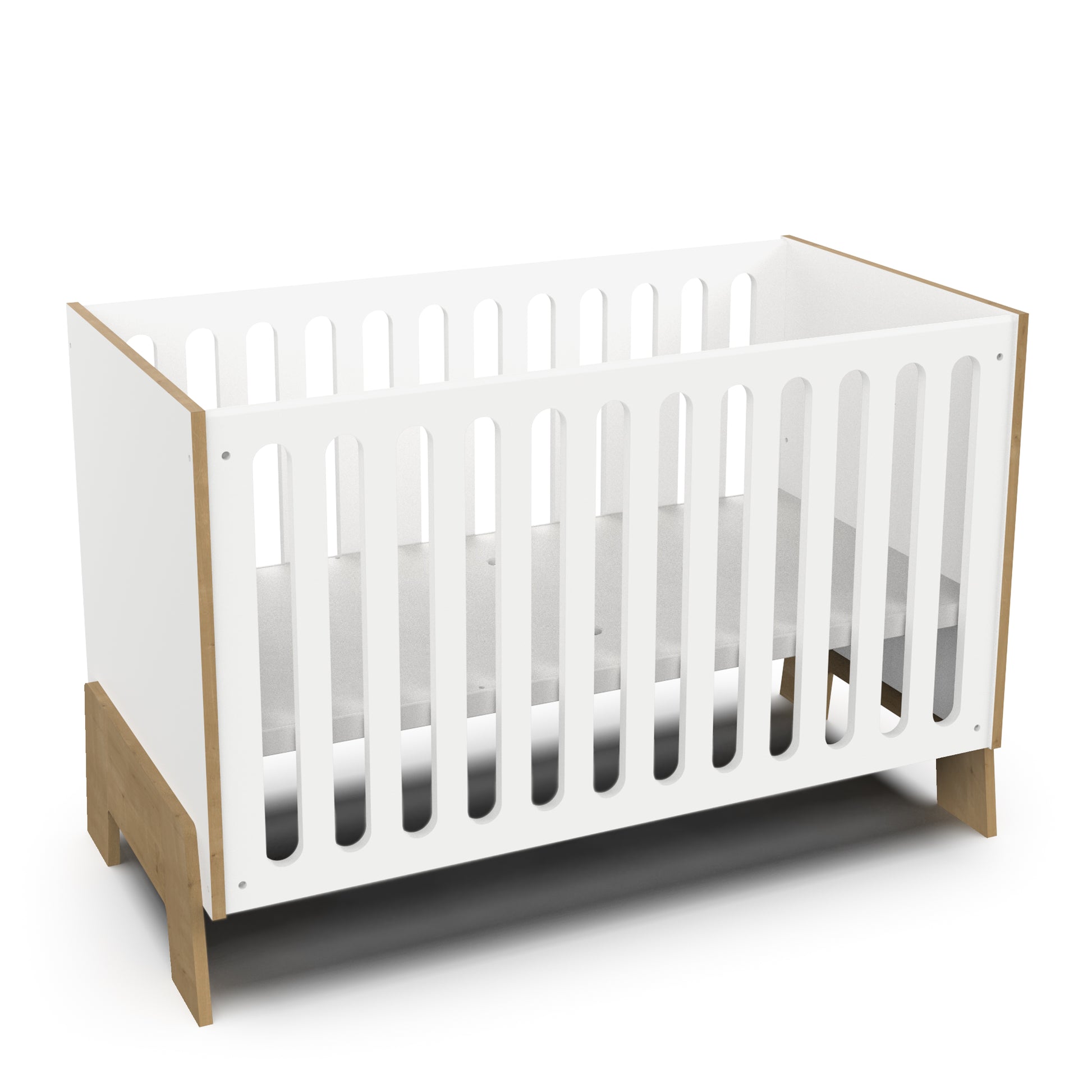 Elsie 60x120cm Cot Bed- Matt White & Hamilton Oak - FurniComp