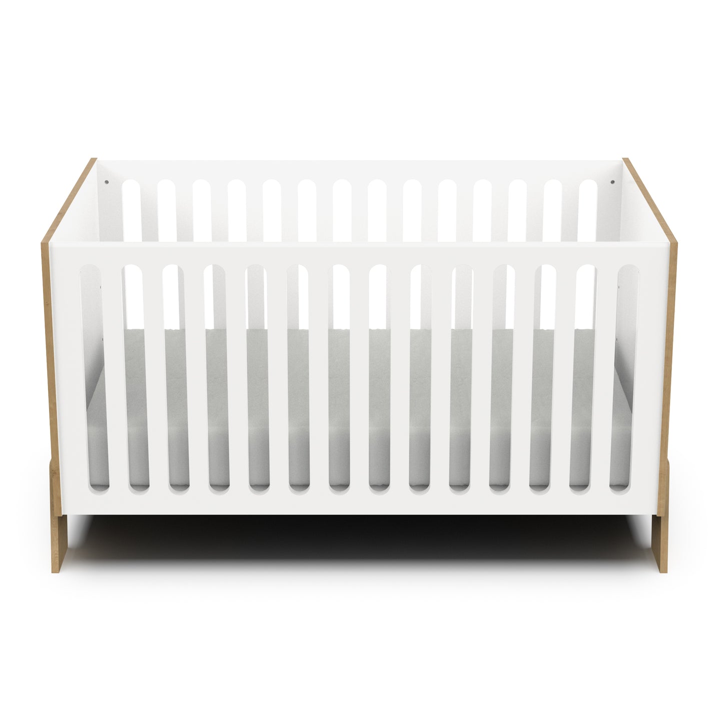 Elsie 70x140cm Convertible Cot Bed - Matt White & Hamilton Oak - FurniComp