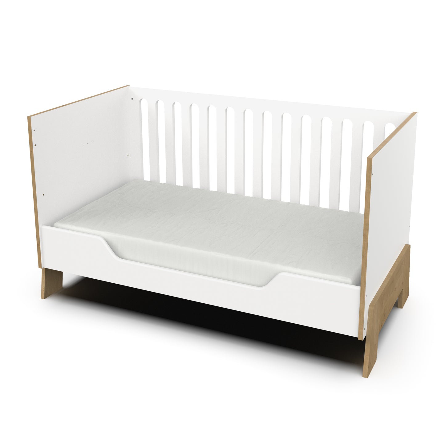 Elsie 70x140cm Convertible Cot Bed - Matt White & Hamilton Oak - FurniComp