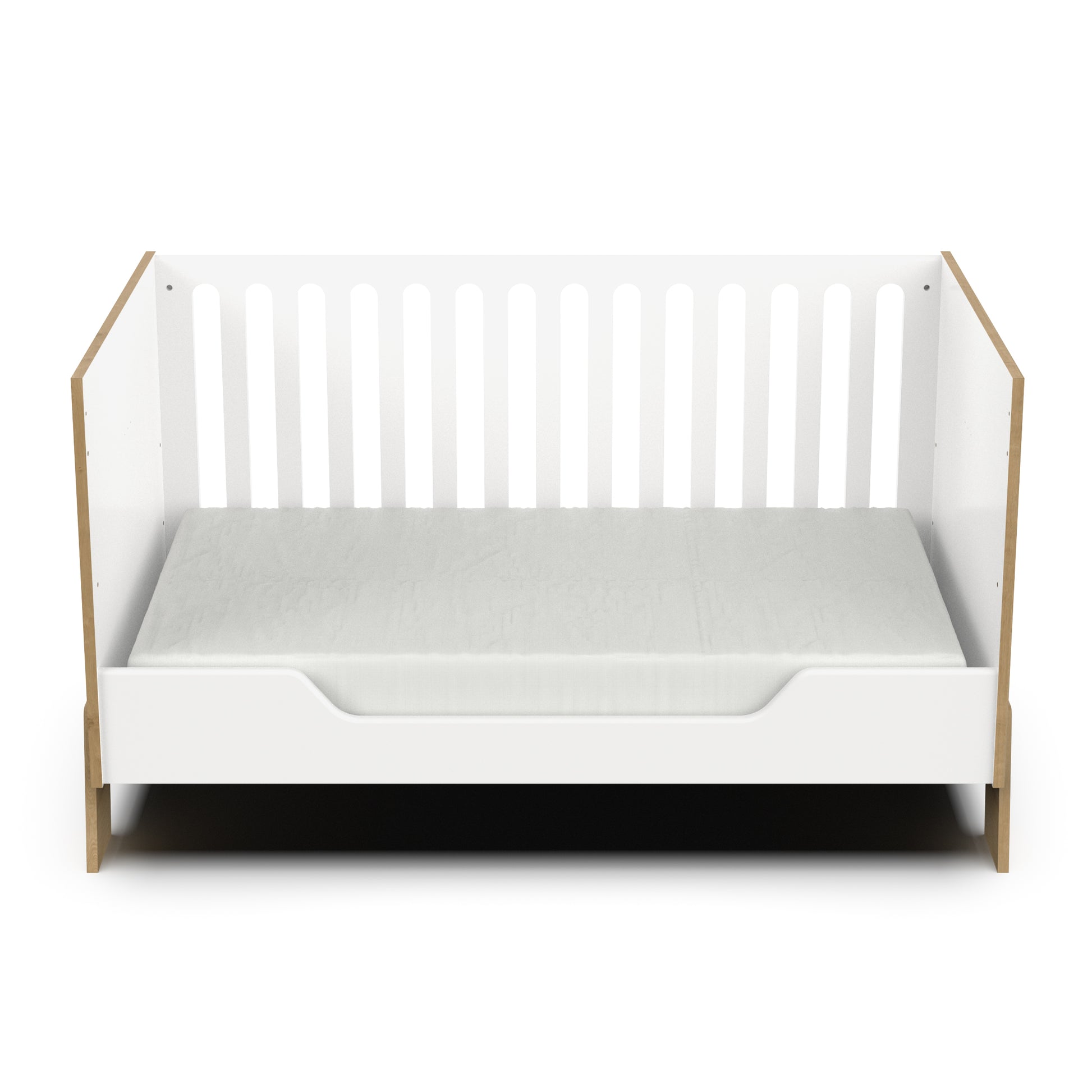 Elsie 70x140cm Convertible Cot Bed - Matt White & Hamilton Oak - FurniComp