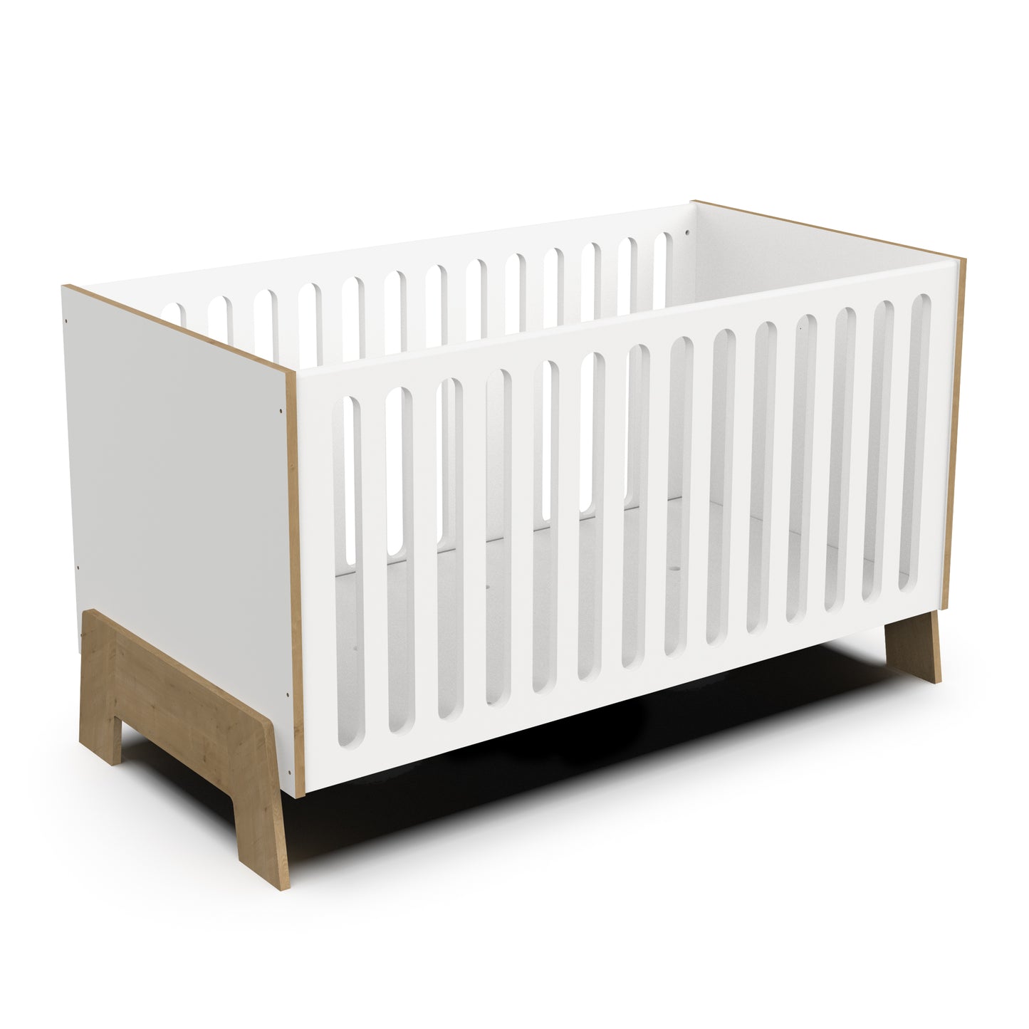 Elsie 70x140cm Convertible Cot Bed - Matt White & Hamilton Oak - FurniComp