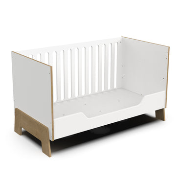 Elsie 70x140cm Convertible Cot Bed - Matt White & Hamilton Oak - FurniComp