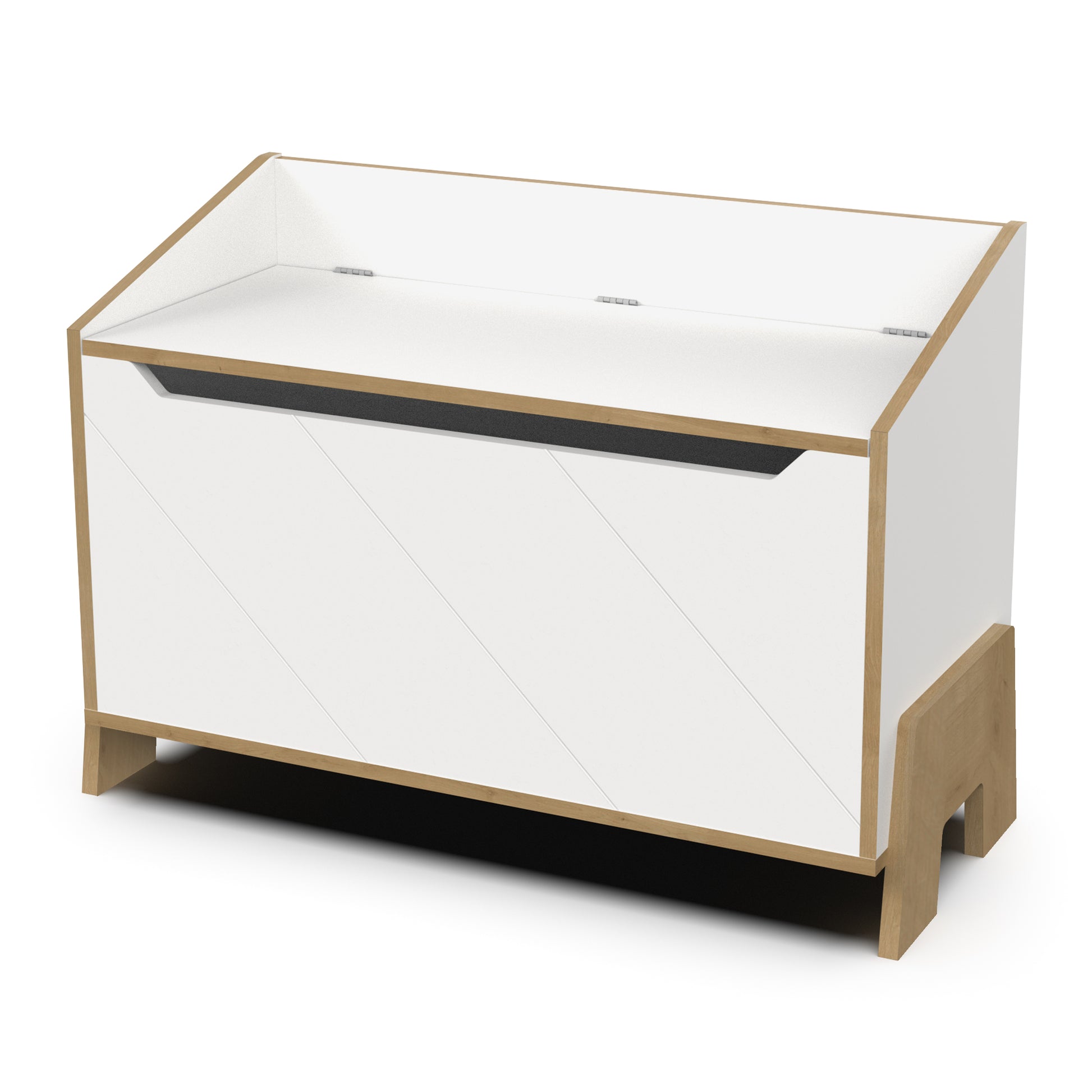 Elsie Toy Storage Bench-Matt White & Hamilton Oak - FurniComp