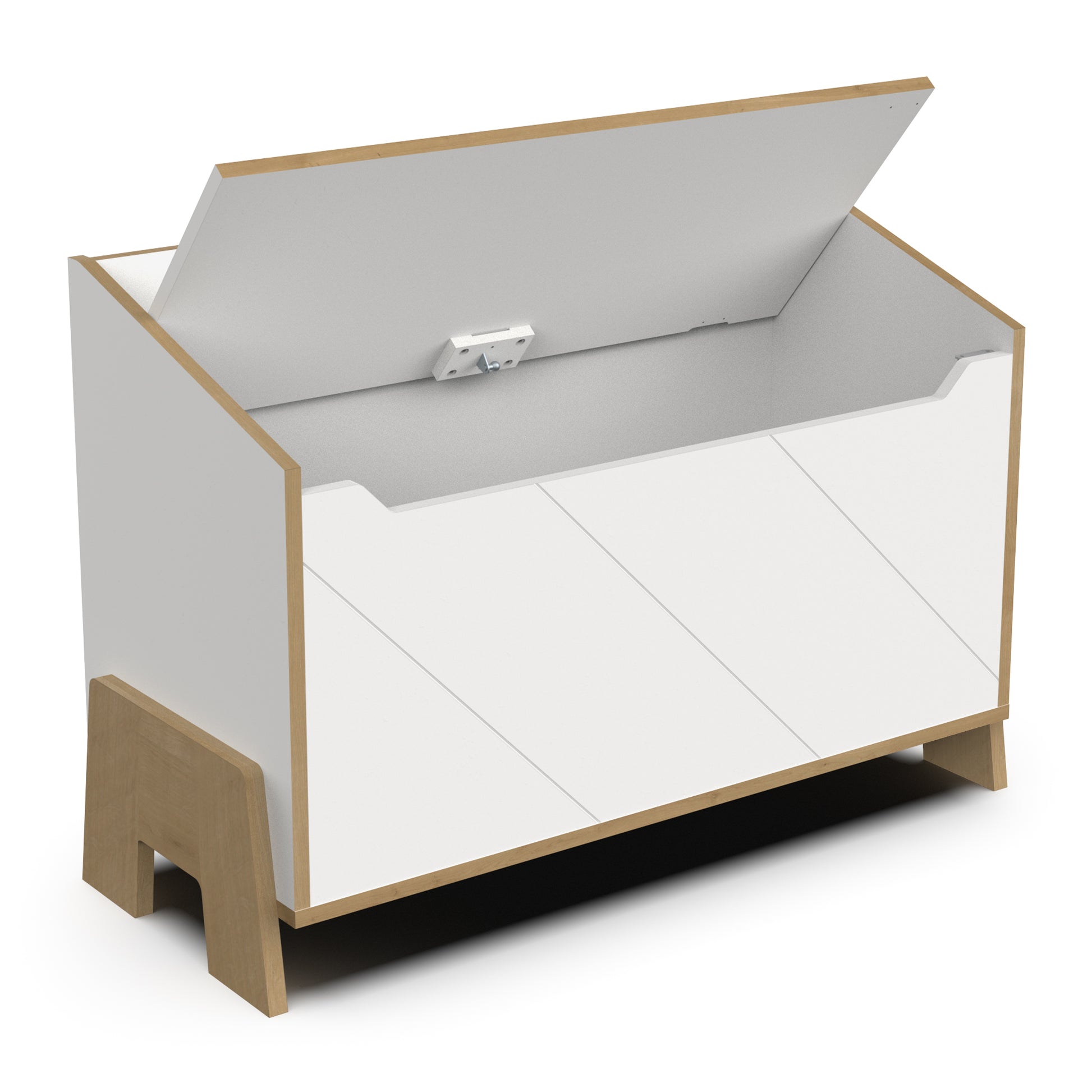 Elsie Toy Storage Bench-Matt White & Hamilton Oak - FurniComp