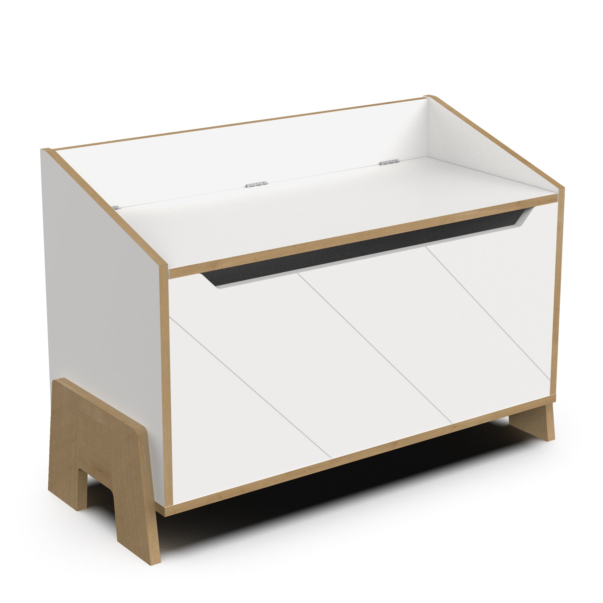 Elsie Toy Storage Bench-Matt White & Hamilton Oak - FurniComp