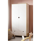 Elsie 2 Door 1 Drawer Kids Wardrobe - Matt White & Hamilton Oak - FurniComp