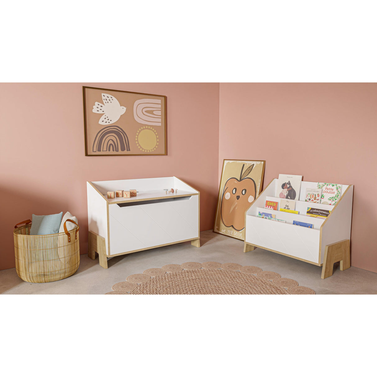 Elsie 2 Door 1 Drawer Kids Wardrobe - Matt White & Hamilton Oak - FurniComp