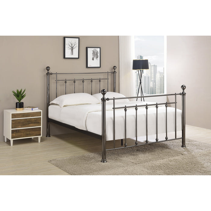 Erin Black Chrome with Crystal Finials Metal Bed Frame - FurniComp
