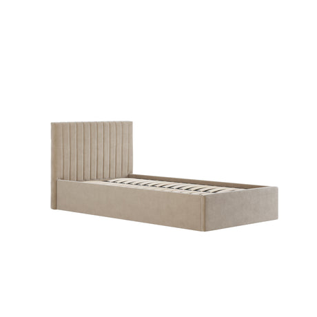 Essen Beige Velvet Ottoman Lift Up Storage Bed - FurniComp