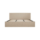 Essen Beige Velvet Ottoman Lift Up Storage Bed - FurniComp