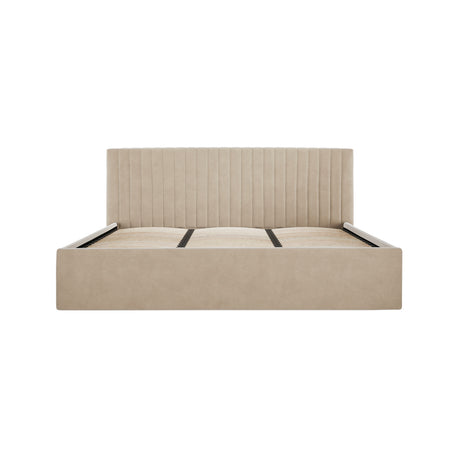 Essen Beige Velvet Ottoman Lift Up Storage Bed - FurniComp