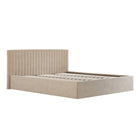 Essen Beige Velvet Ottoman Lift Up Storage Bed - FurniComp