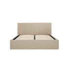 Essen Beige Velvet Ottoman Lift Up Storage Bed - FurniComp