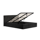 Essen Black Velvet Ottoman Lift Up Storage Bed - FurniComp