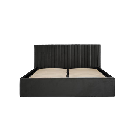 Essen Black Velvet Ottoman Lift Up Storage Bed - FurniComp