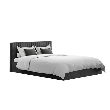 Essen Black Velvet Ottoman Lift Up Storage Bed - FurniComp