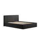 Essen Black Velvet Ottoman Lift Up Storage Bed - FurniComp