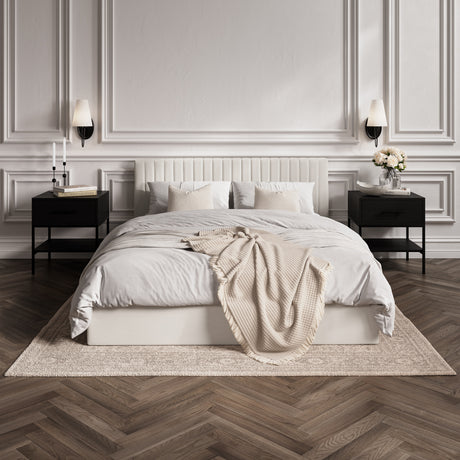 Essen Cream Ottoman Lift Up Storage Bed - FurniComp