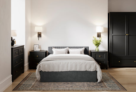 Essen Silver Velvet Ottoman Lift Up Storage Bed - FurniComp